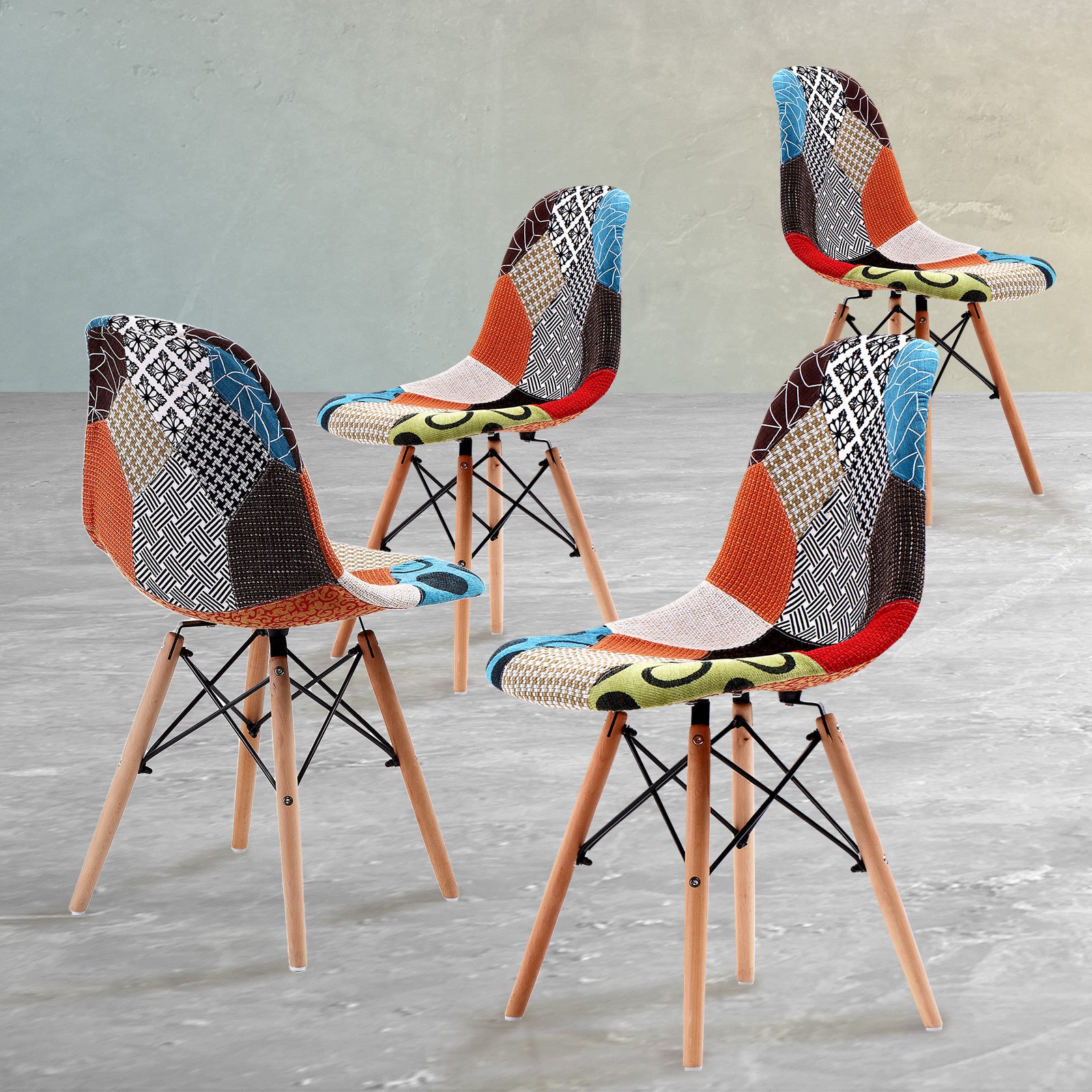 La Bella Set of 4 Multi Colour Retro Dining Chairs - BM House & Garden