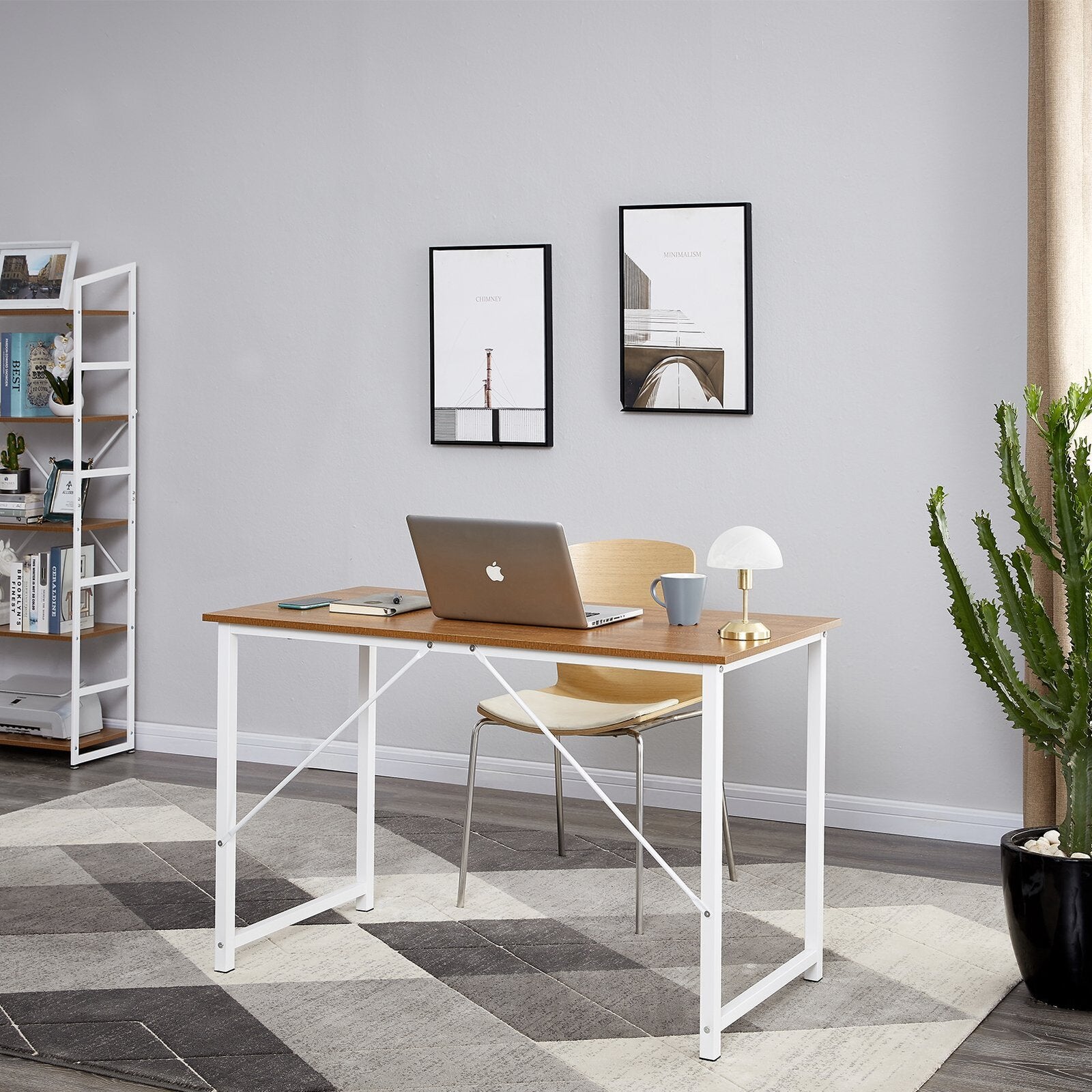 YES4HOMES 140cm Computer Desk with White Frame - BM House & Garden