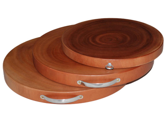 3 Natural Hardwood Hygienic Kitchen Cutting Wooden Chopping Board Round - BM House & Garden