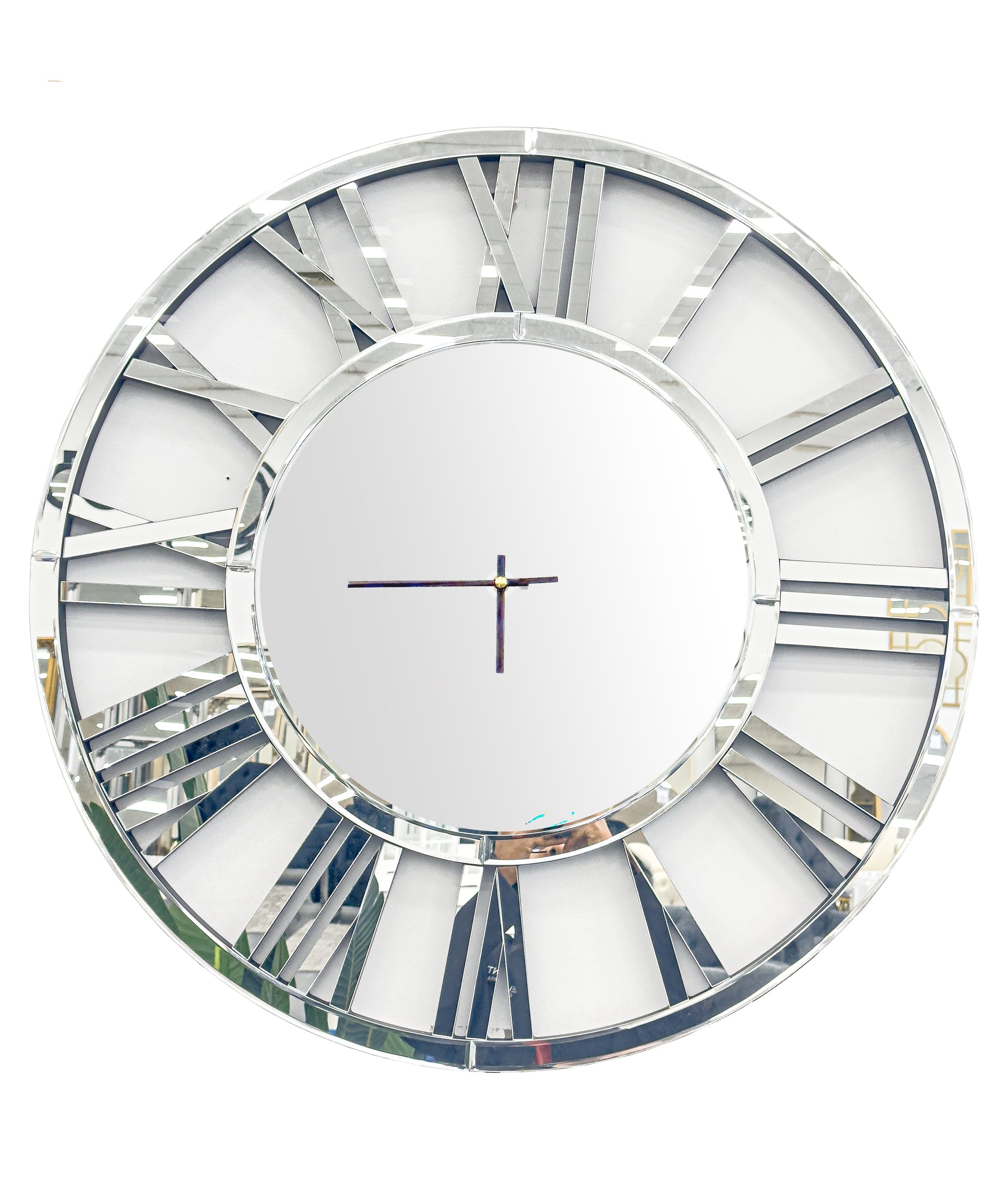 Decorative Silver Mirrored Clock - BM House & Garden