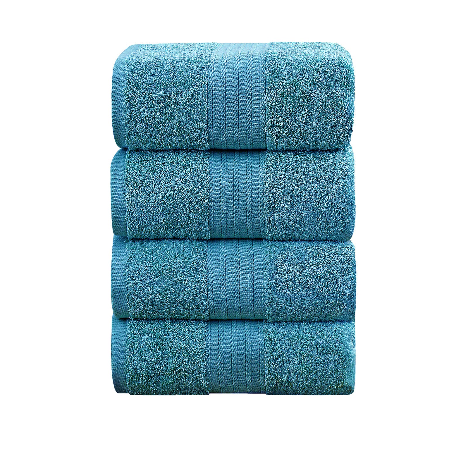 Linenland 4 Piece Cotton Bath Towels Set - Blue - BM House & Garden