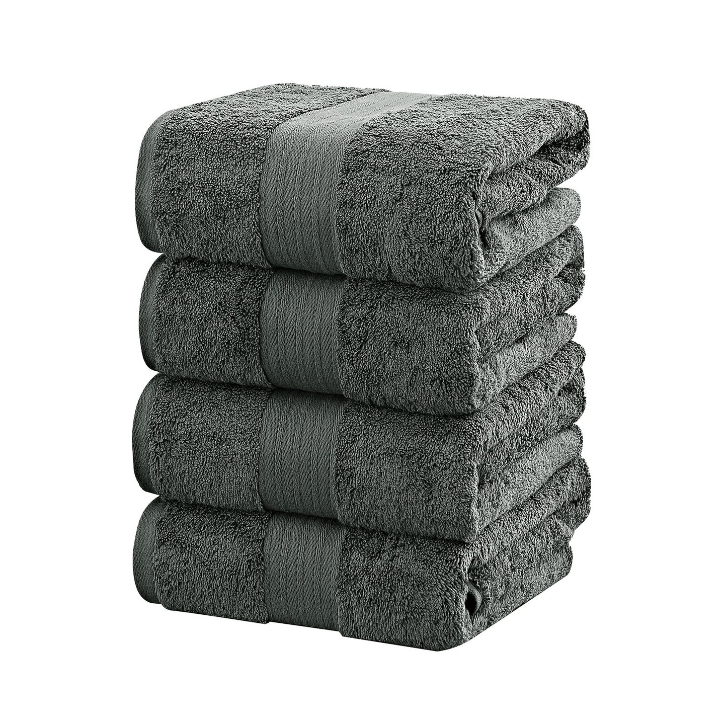 Linenland 4 Piece Cotton Bath Towels Set - Charcoal - BM House & Garden