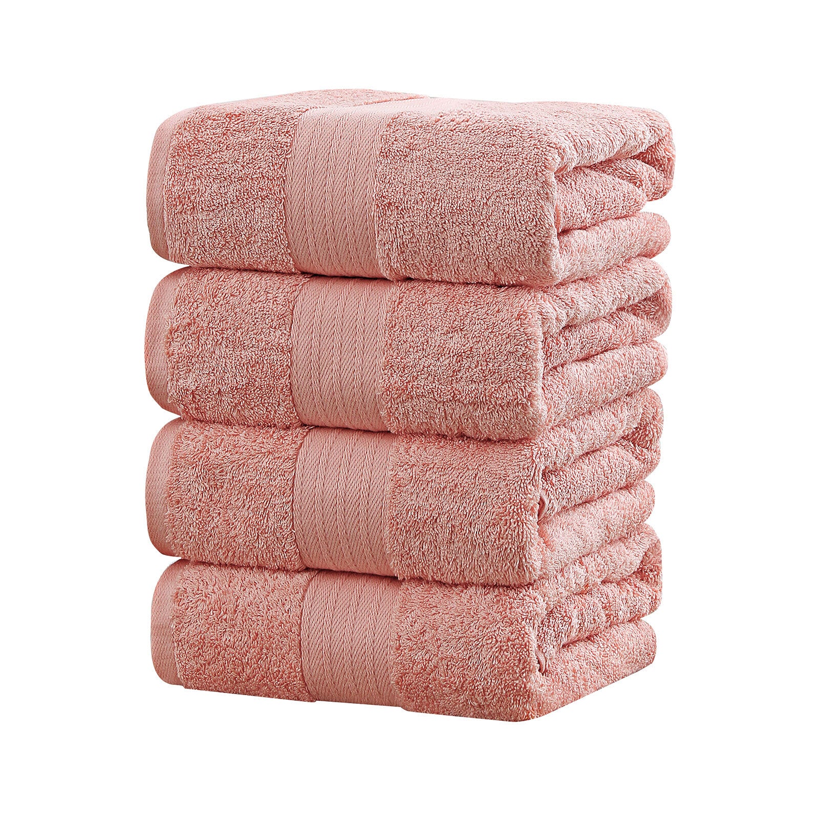 Linenland 4 Piece Cotton Bath Towels Set - Coral - BM House & Garden