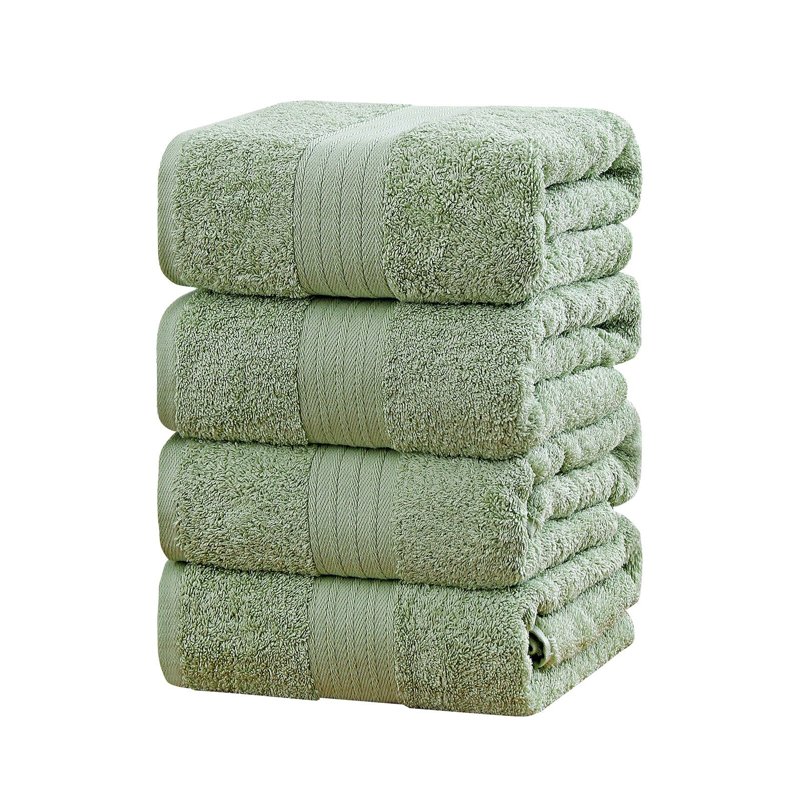 Linenland 4 Piece Cotton Bath Towels Set - Sage Green - BM House & Garden