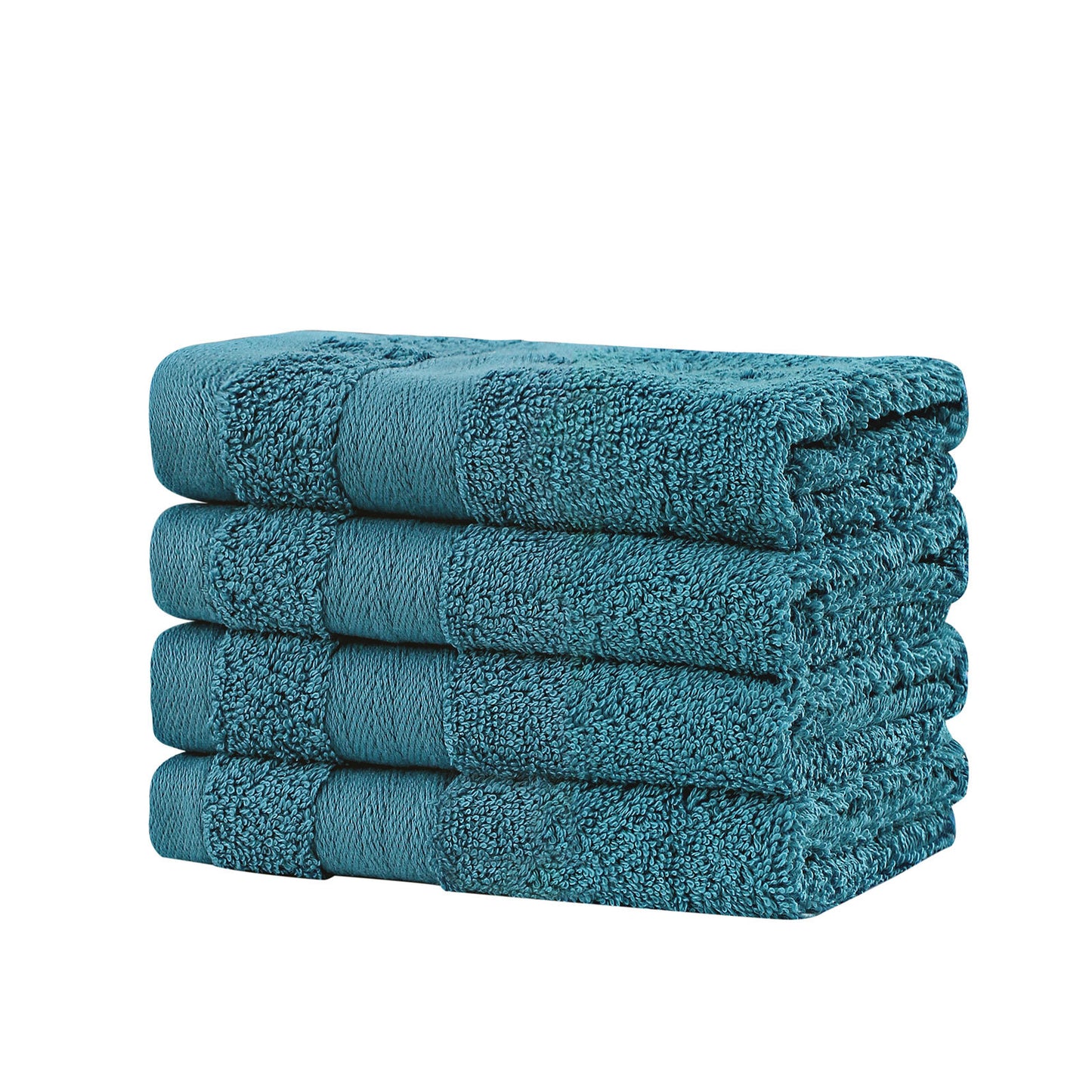Linenland Bath Towel Set - 4 Piece Cotton Washcloths - Blue - BM House & Garden