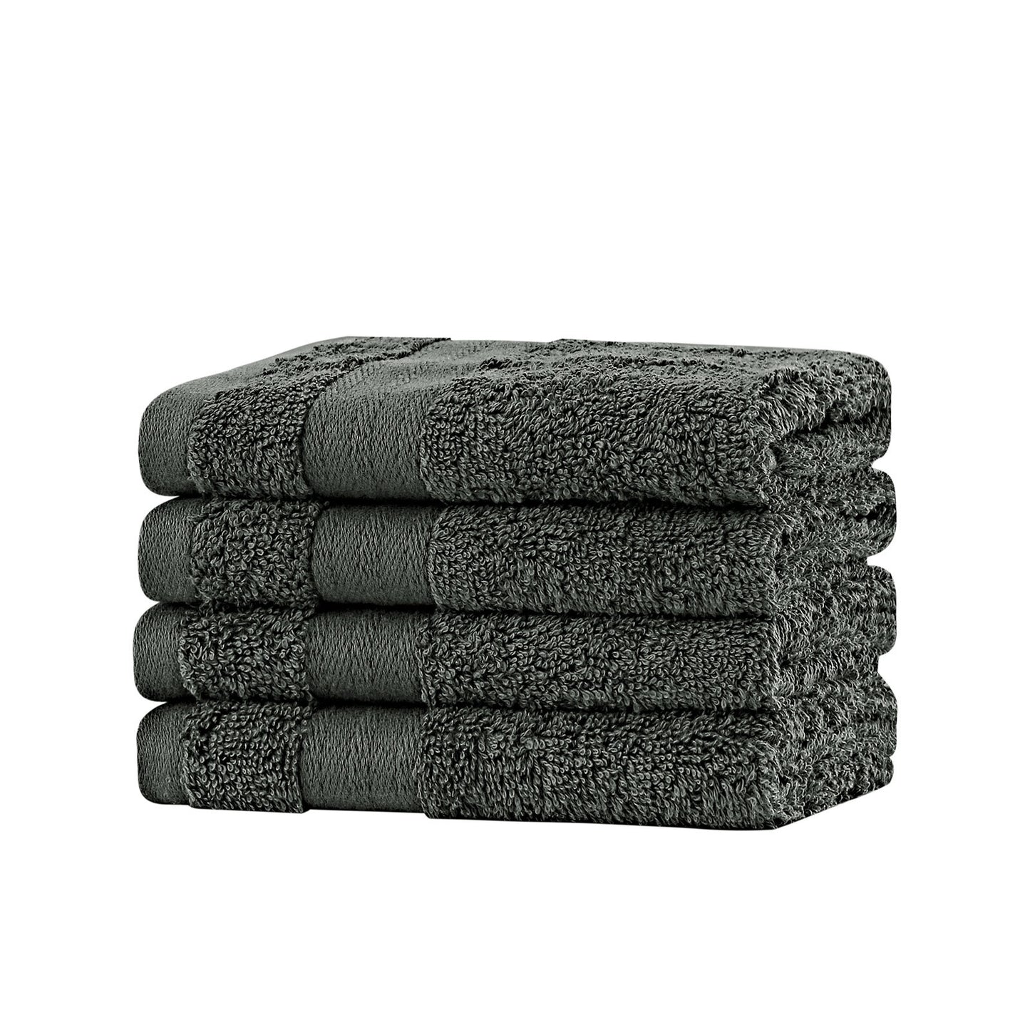 Linenland Bath Towel Set - 4 Piece Cotton Washcloths - Charcoal - BM House & Garden