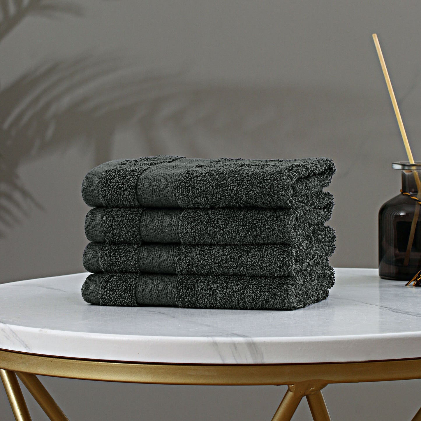 Linenland Bath Towel Set - 4 Piece Cotton Washcloths - Charcoal - BM House & Garden