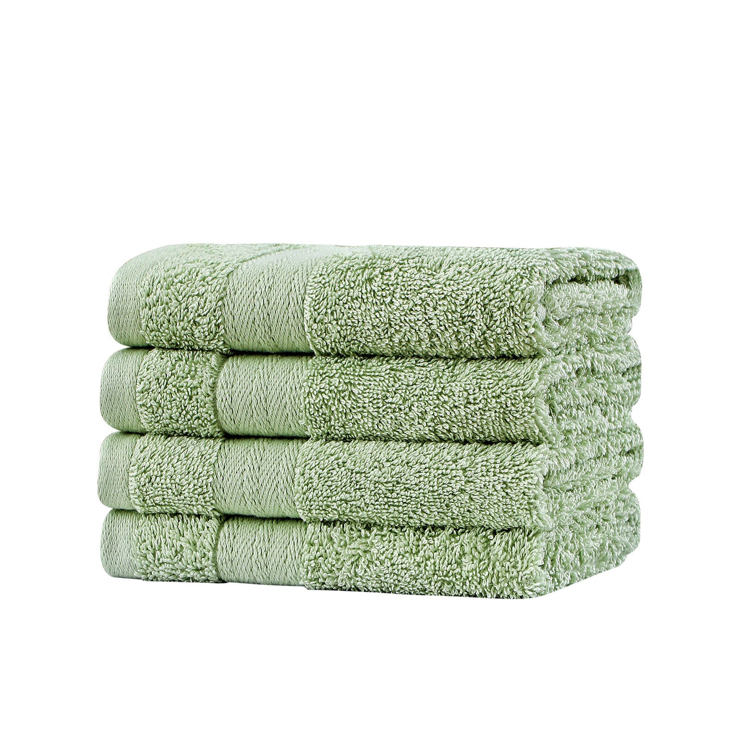 Linenland Bath Towel Set - 4 Piece Cotton Washcloths - Sage Green - BM House & Garden