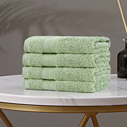 Linenland Bath Towel Set - 4 Piece Cotton Washcloths - Sage Green - BM House & Garden