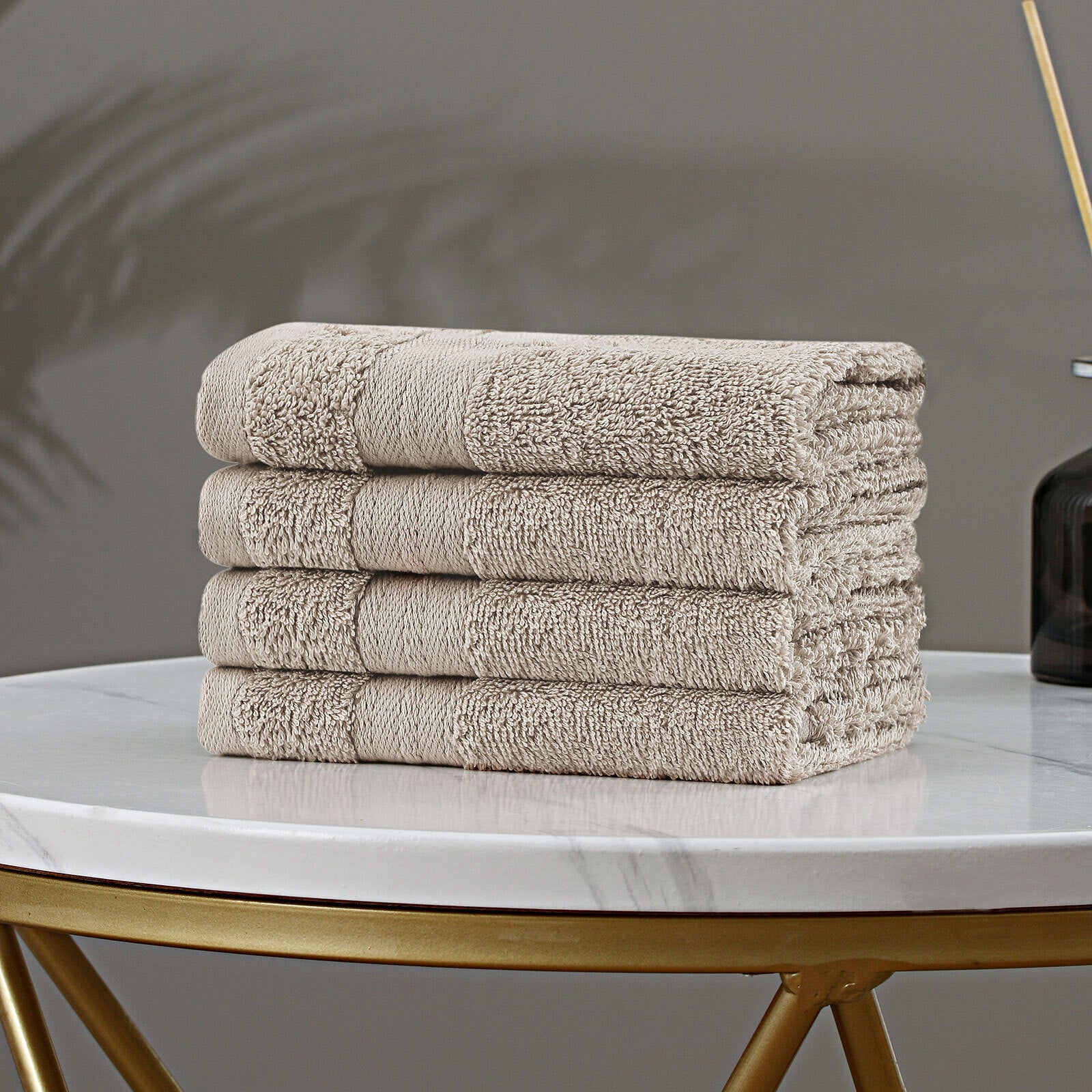 Linenland Bath Towel Set - 4 Piece Cotton Washcloths - Sandstone - BM House & Garden