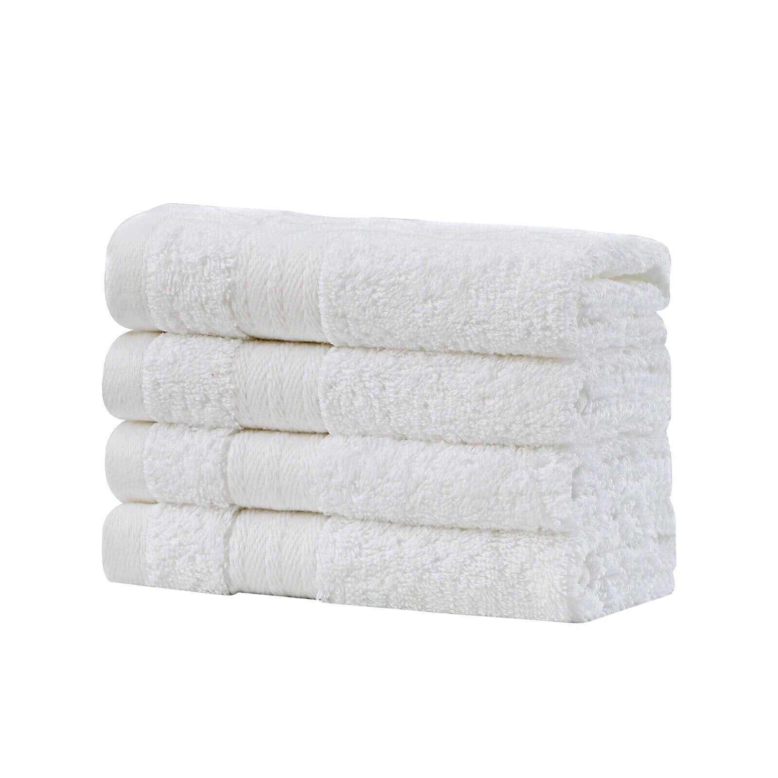 Linenland Bath Towel Set - 4 Piece Cotton Washcloths - White - BM House & Garden