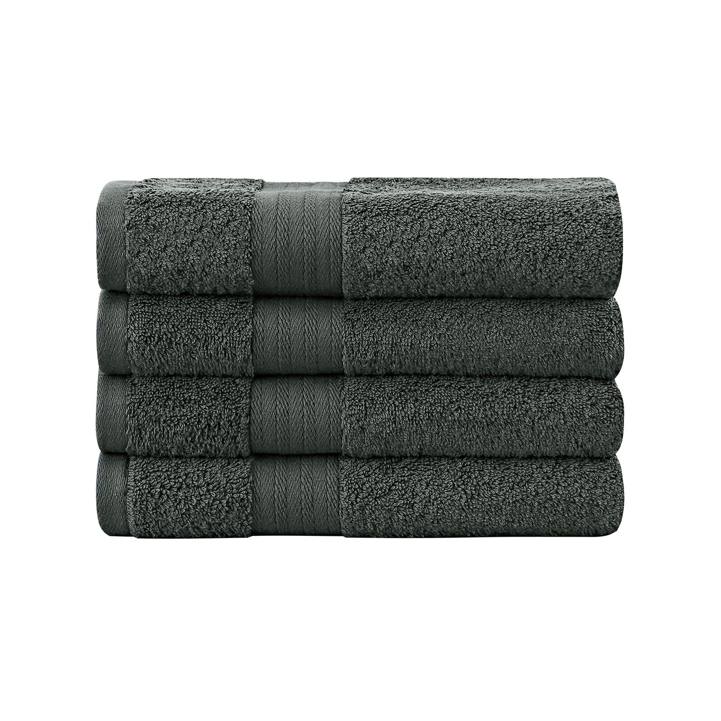 Linenland Bath Towel 4 Piece Cotton Hand Towels Set - Charcoal - BM House & Garden