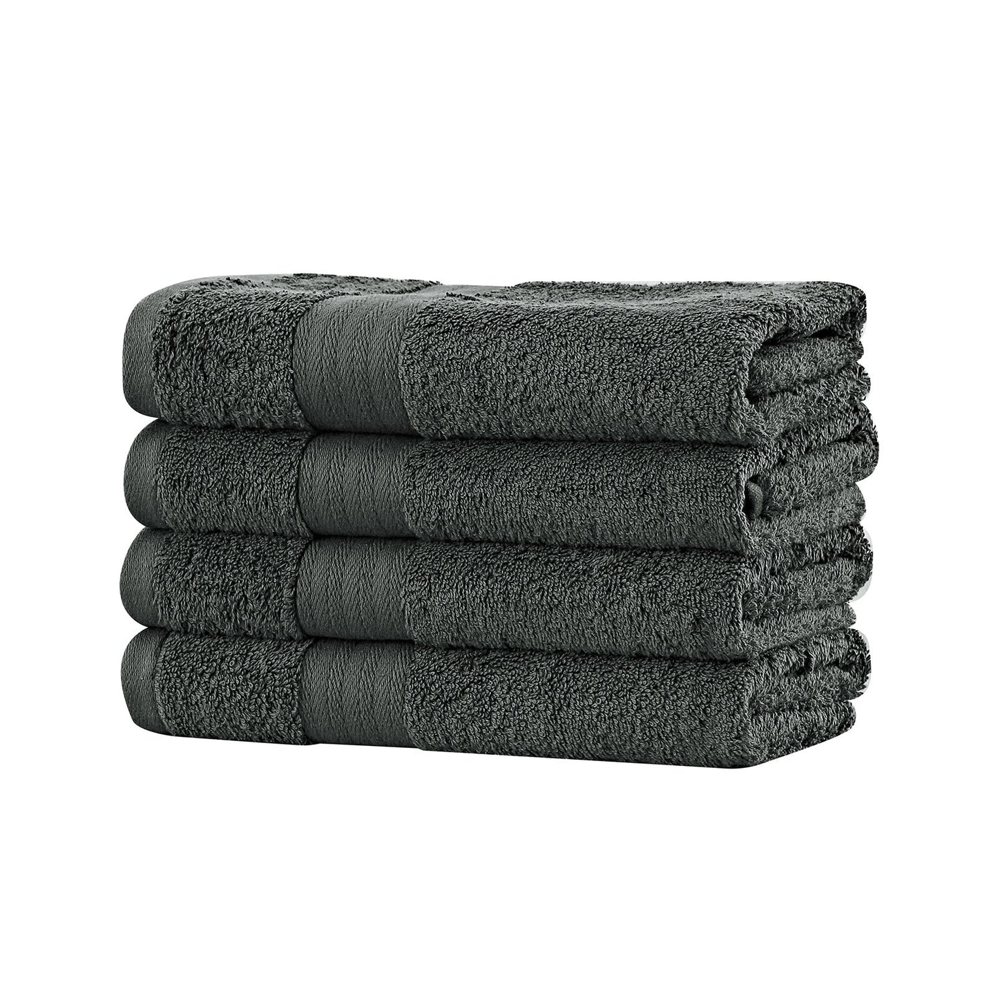 Linenland Bath Towel 4 Piece Cotton Hand Towels Set - Charcoal - BM House & Garden