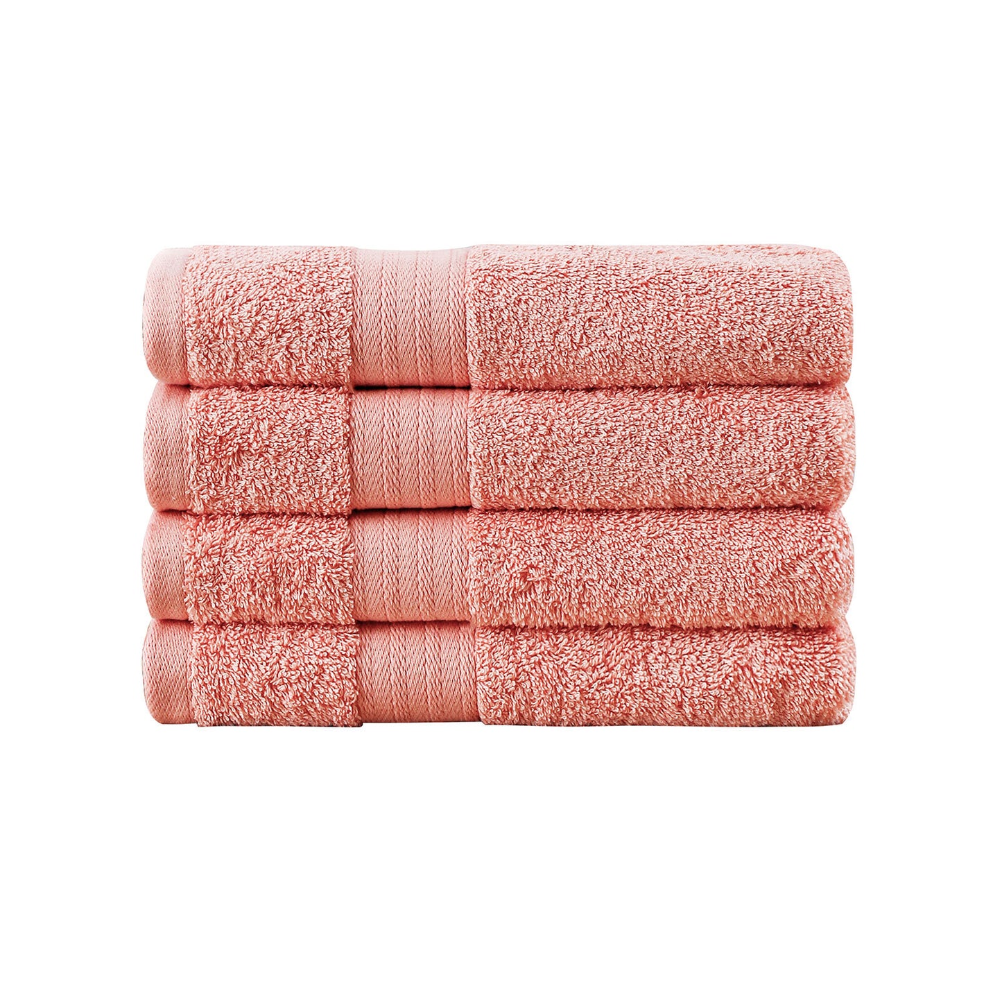 Linenland Bath Towel 4 Piece Cotton Hand Towels Set - Coral - BM House & Garden