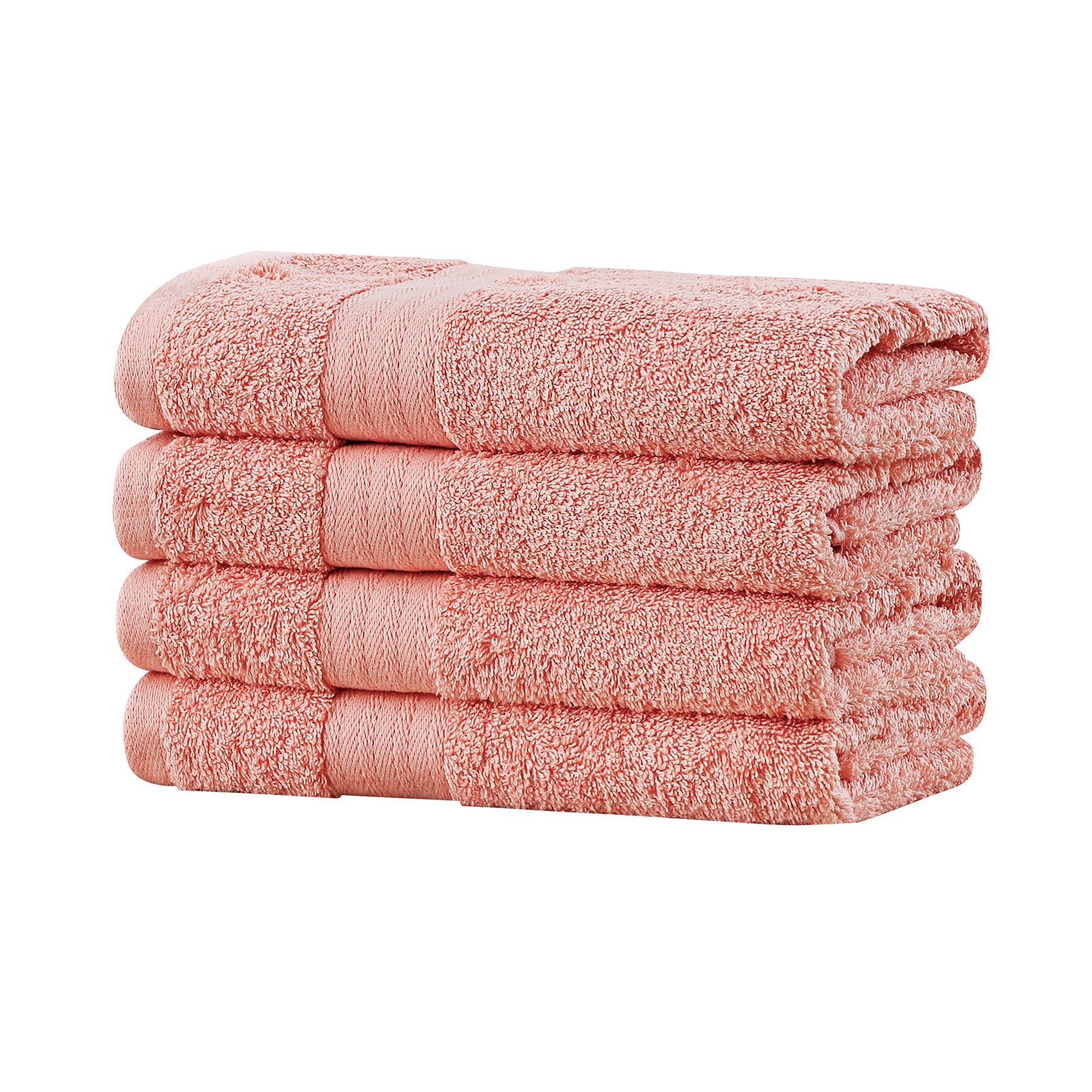 Linenland Bath Towel 4 Piece Cotton Hand Towels Set - Coral - BM House & Garden