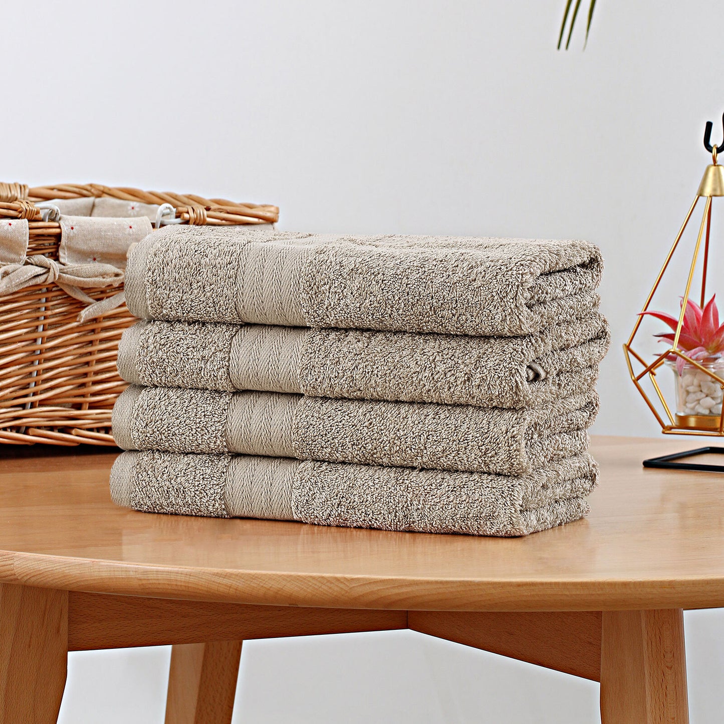 Linenland Bath Towel 4 Piece Cotton Hand Towels Set - Sandstone - BM House & Garden