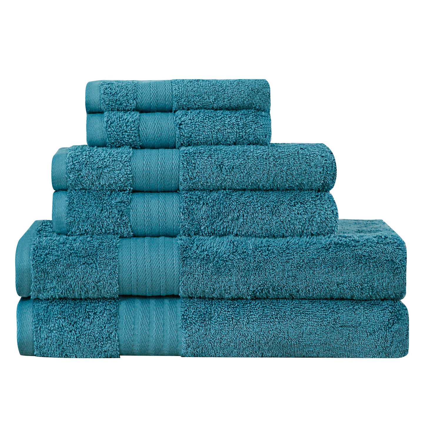 Luxury 6 Piece Soft and Absorbent Cotton Bath Towel Set - Blue - BM House & Garden