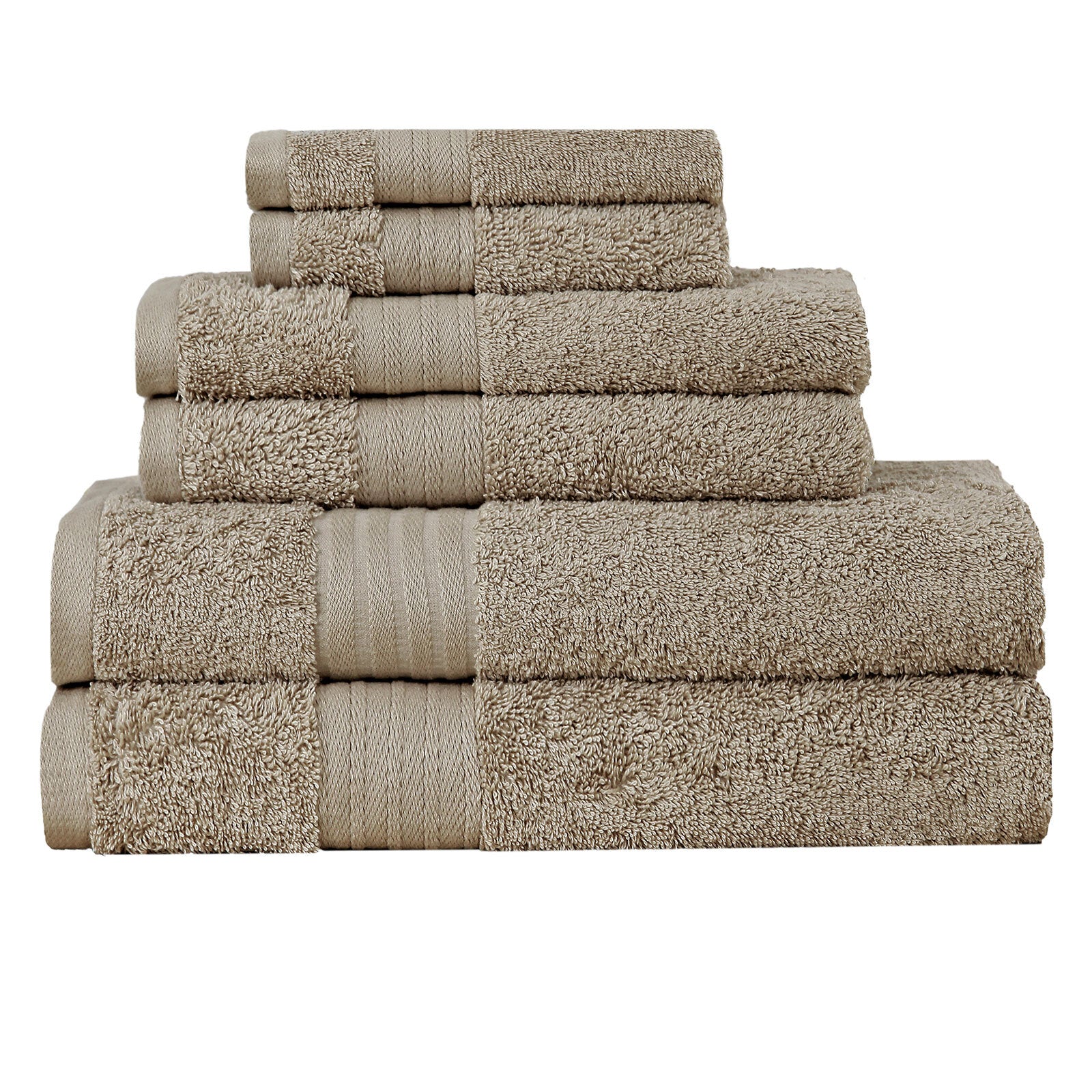 Luxury 6 Piece Soft and Absorbent Cotton Bath Towel Set - Sandstone - BM House & Garden