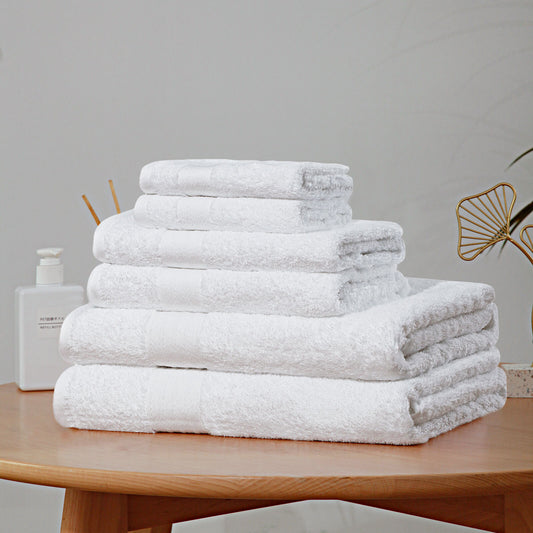 Luxury 6 Piece Soft and Absorbent Cotton Bath Towel Set - White - BM House & Garden