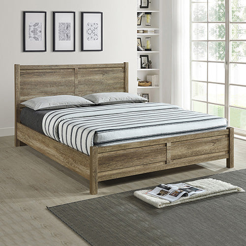 Double Size Bed Frame Natural Wood like MDF in Oak Colour - BM House & Garden