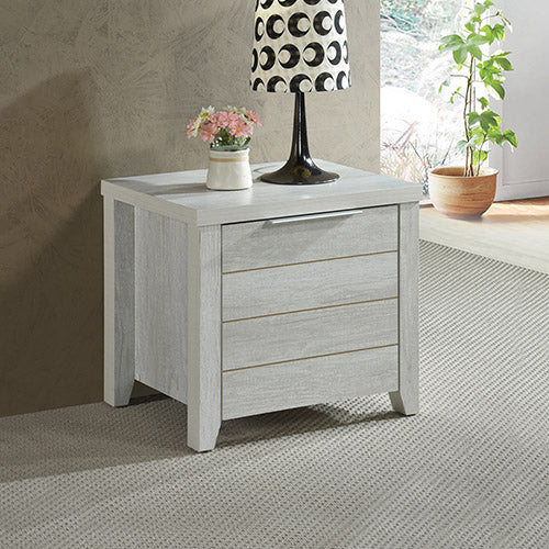 Bedside Table 2 drawers Storage Table Night Stand MDF in White Ash - BM House & Garden