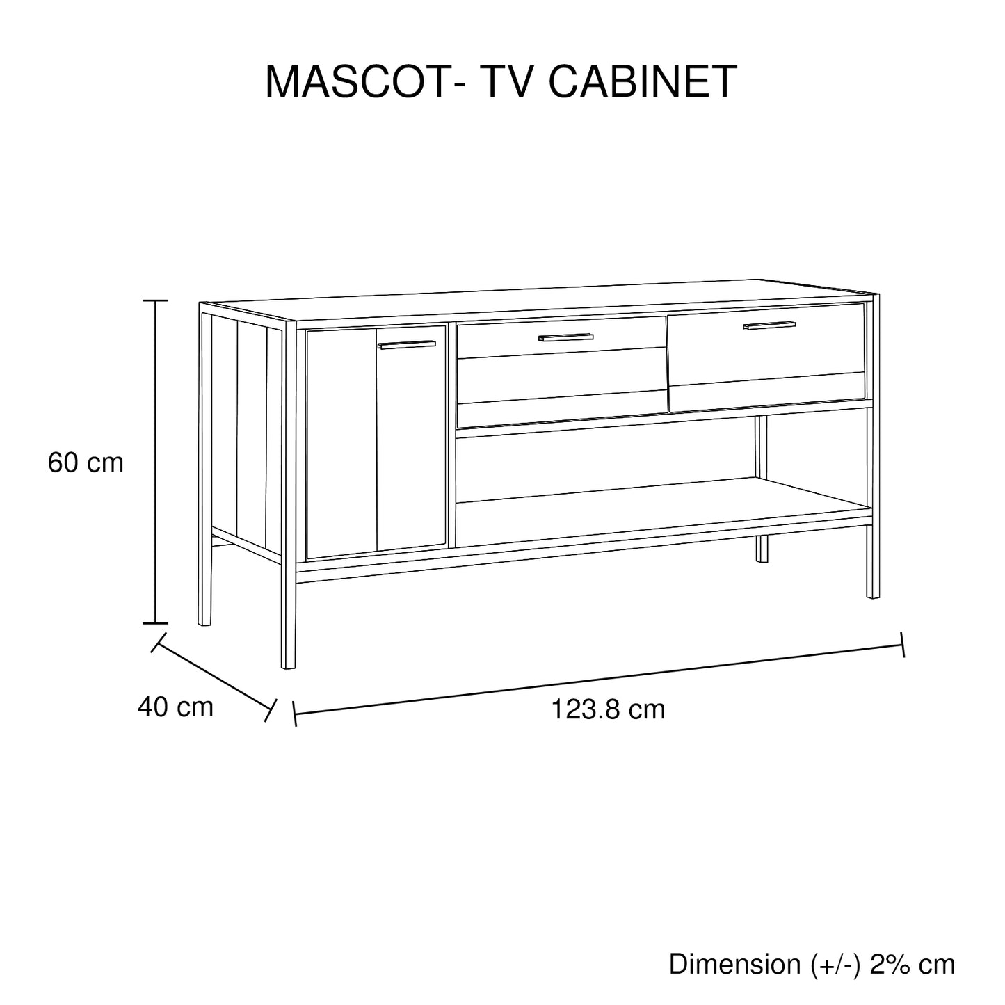 TV Cabinet with 2 Storage Drawers Cabinet Natural Wood Like Particle board Entertainment Unit in Oak colour - BM House & Garden