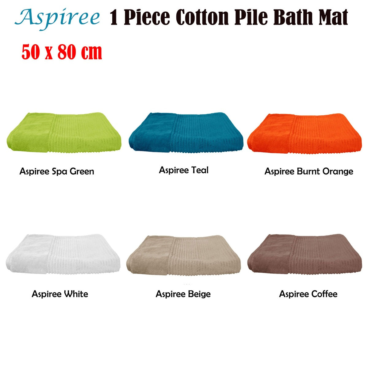 1000GSM Aspiree Soft 100% Cotton Bath Mat 50 x 80 cm Spa Green - BM House & Garden