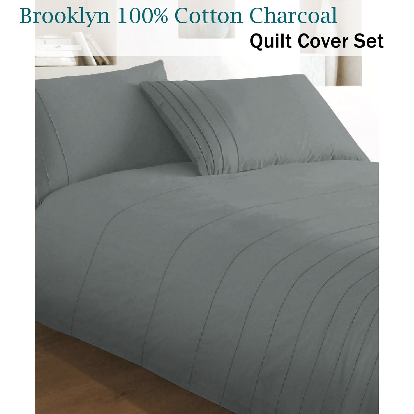 Brooklyn Charcoal Quilt Cover Set King - BM House & Garden