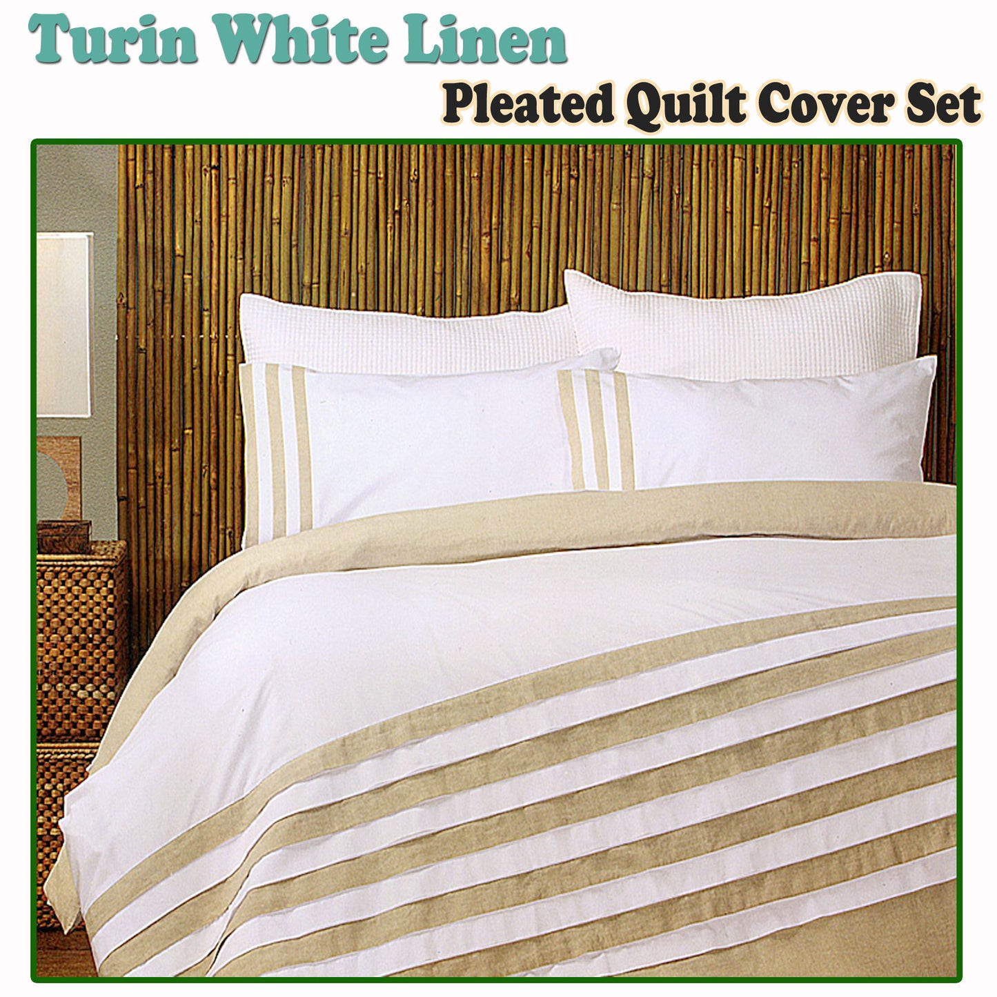 Turin White Linen Quilt Cover Set KING - BM House & Garden