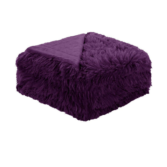 Hotel Living Soft Shaggy Long Hair Blanket Queen Purple - BM House & Garden