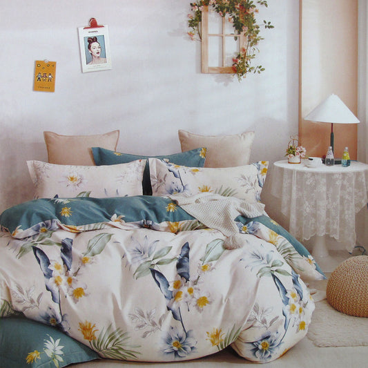 Chloe Home 100% Cotton Reversible Quilt Cover Set Queen - BM House & Garden