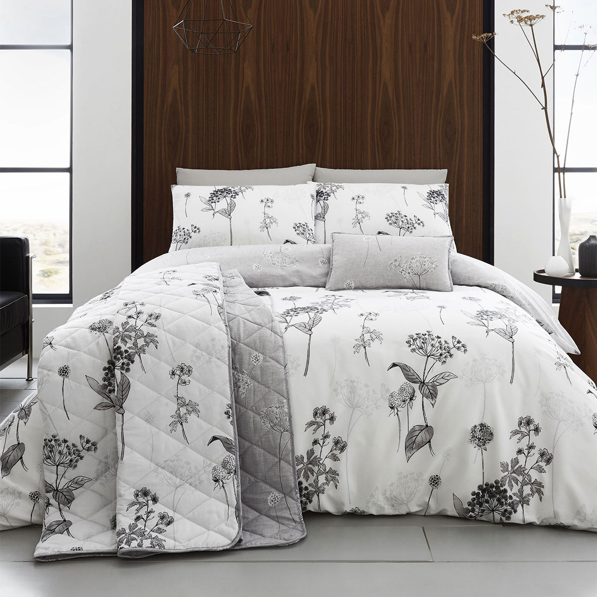 Coverley Grey Quilt Cover Set Super King - BM House & Garden