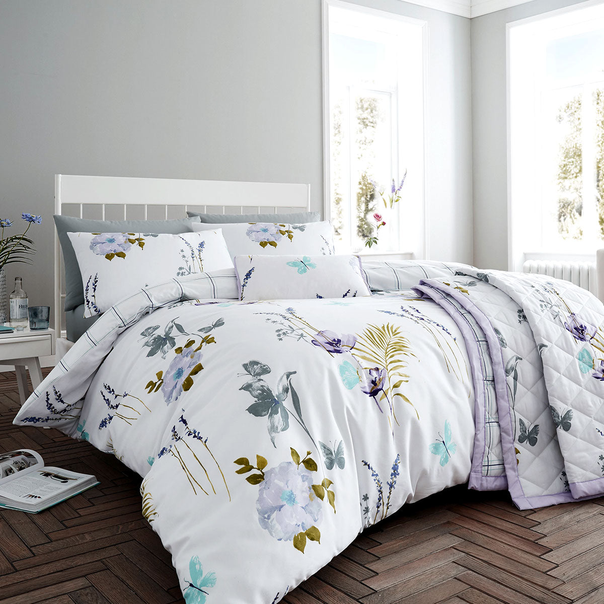 Flora Lilac Quilt Cover Set Super King - BM House & Garden