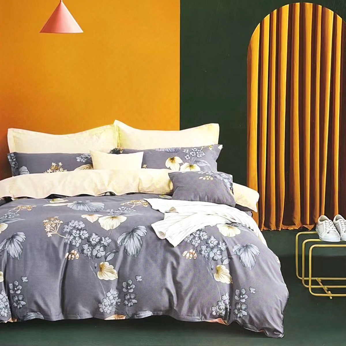 Harlo Grey 100% Cotton Reversible Quilt Cover Set King - BM House & Garden