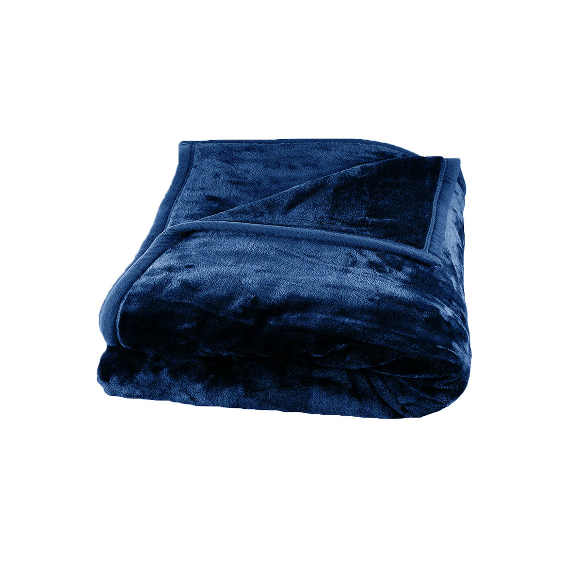675gsm 2 Ply Solid Faux Mink Blanket Queen 200x240 cm Navy - BM House & Garden