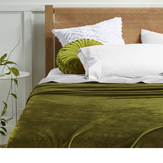 Accessorize Super Soft Blanket Single Size 160 x 240 cm Moss Green - BM House & Garden