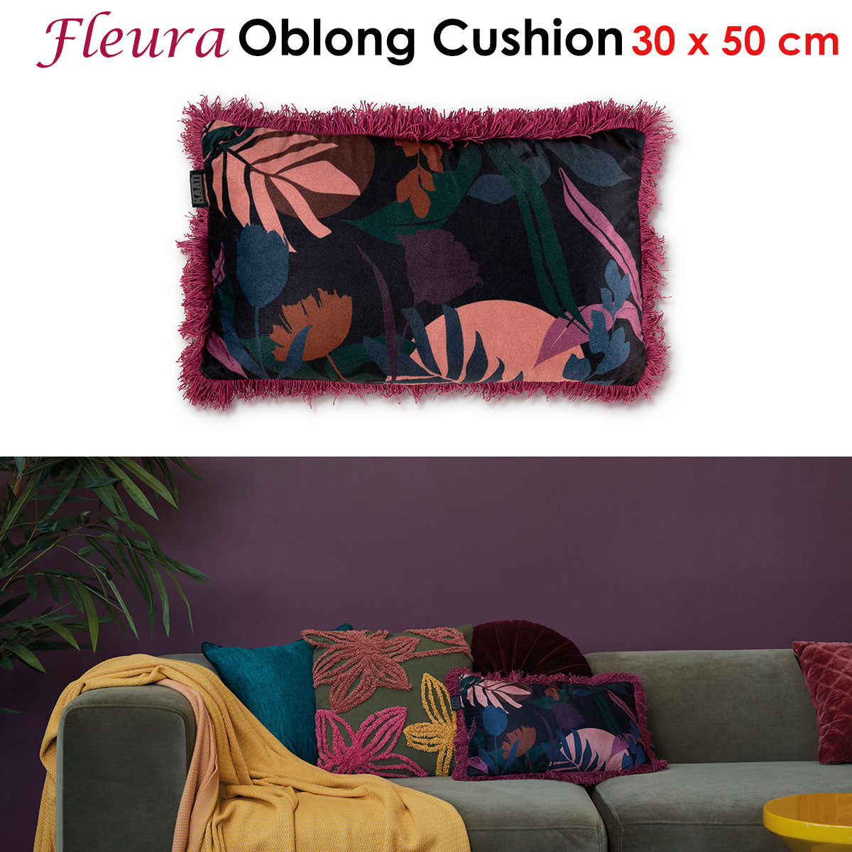 50 x 30cm Bedding House Fleura Multi Filled Cushion