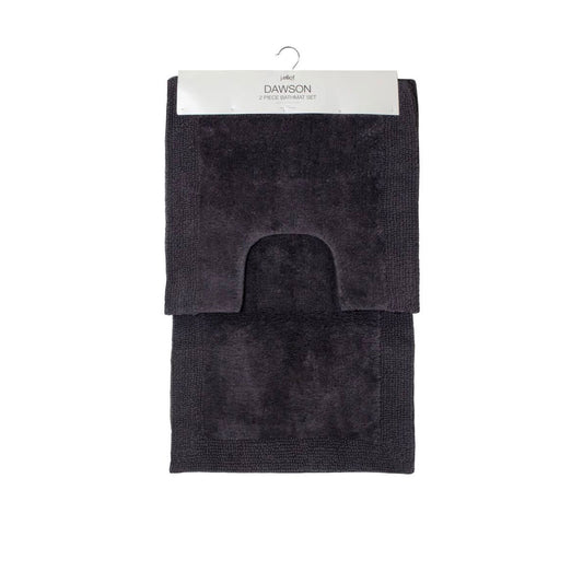 J.Elliot Home Home 2000GSM 2 Pce Dawson 100% Cotton Bath Mat Set Charcoal - BM House & Garden