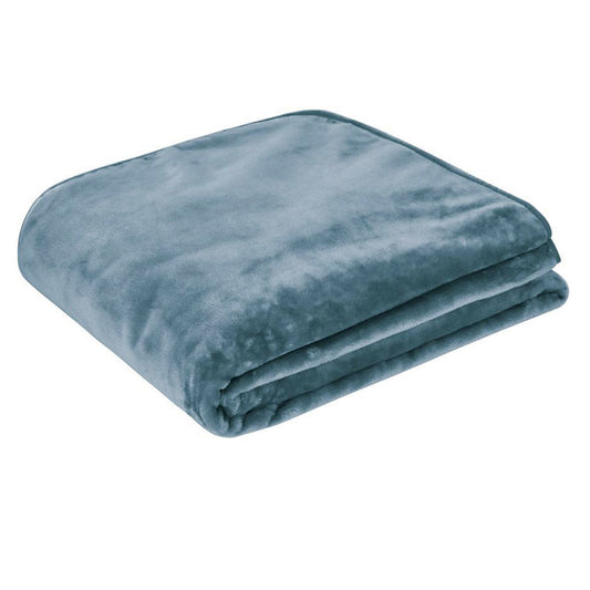 J.Elliot Home 450gsm Solid Faux Mink Blanket Steel Blue - BM House & Garden