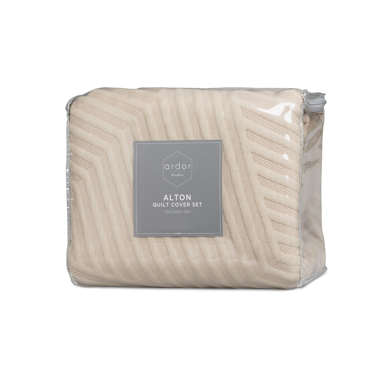 Ardor Alton Linen Jacquard Embossed Texture Geo Queen Size Quilt Cover Set