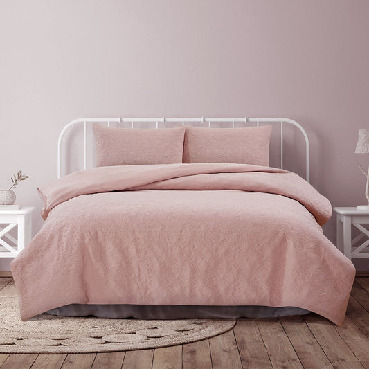 Ardor Lottie Blush Pinsonic Embossed Queen Size Quilt Cover Set