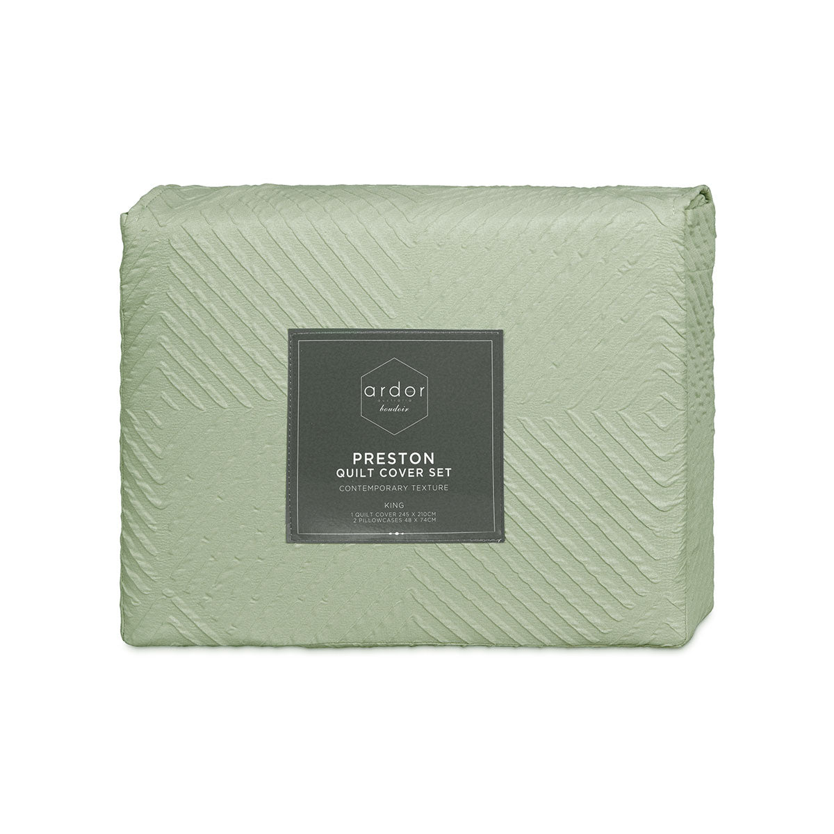 Ardor Preston Pale Green Embossed Queen Size Quilt Cover Set