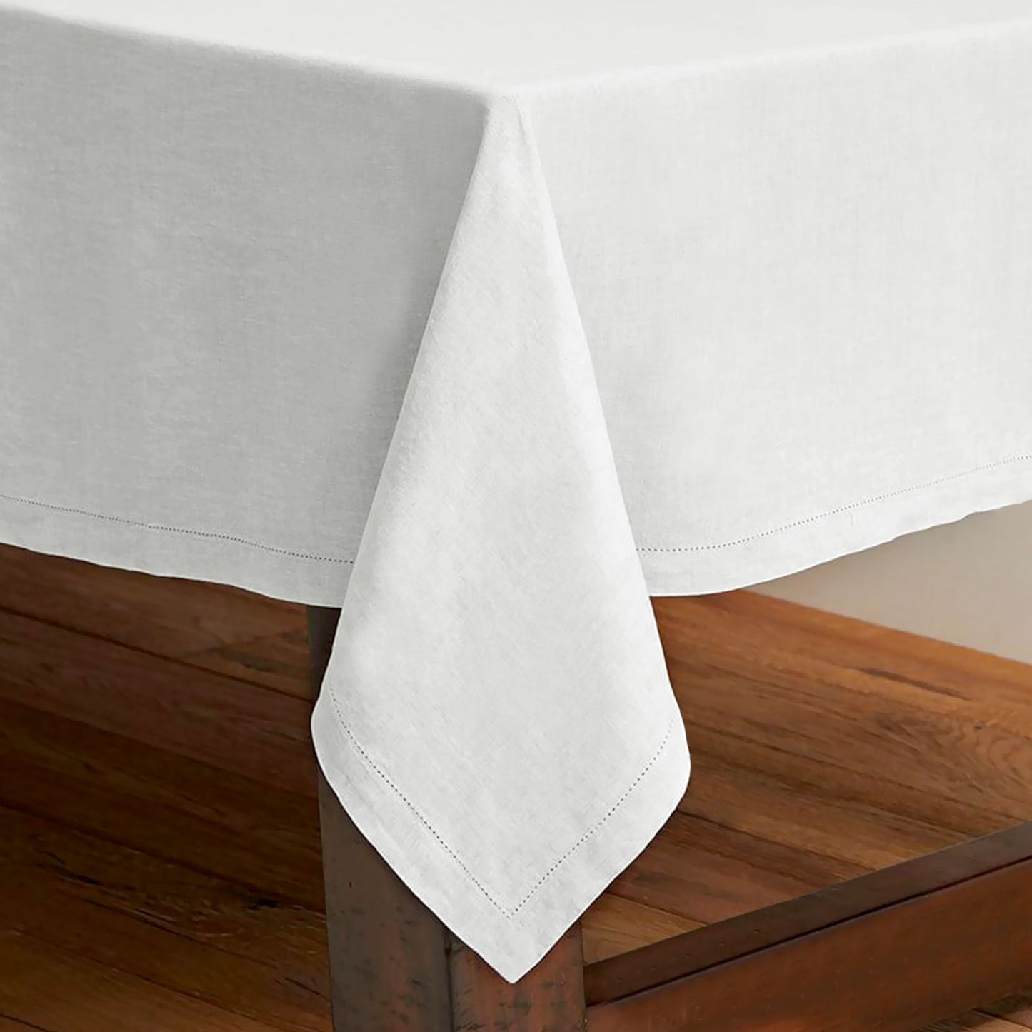 Rans Pure Cotton Hemstitch Tablecloth 205 x 205 cm - White - BM House & Garden