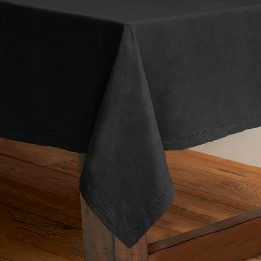 Rans Pure Cotton Hemstitch Tablecloth 150 X 360 cm - Black - BM House & Garden