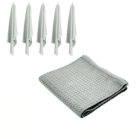 Rans Set of 6 Cotton Waffle Tea Towels 50x70 cm - Silver/Grey - BM House & Garden