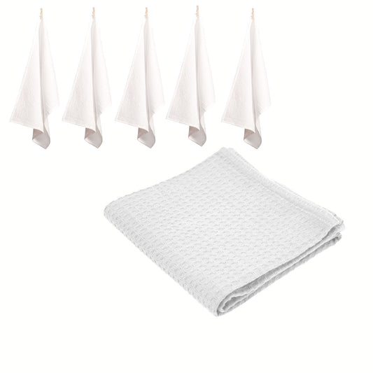 Rans Set of 6 Cotton Waffle Tea Towels 50x70 cm - White - BM House & Garden