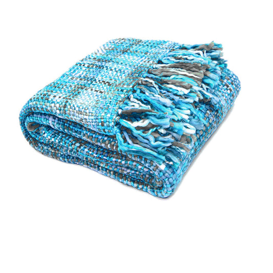 Rans Oslo Knitted Weave Throw 127x152cm - Aqua Marine - BM House & Garden