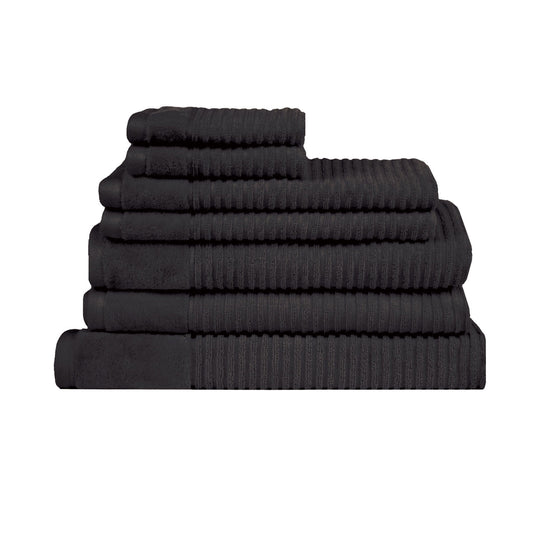 Royal Excellency 7 Piece Cotton Bath Towel Set - Black - BM House & Garden