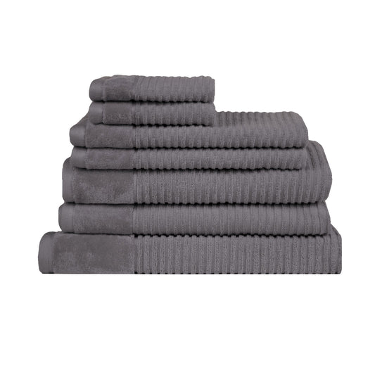 Royal Excellency 7 Piece Cotton Bath Towel Set - Charcoal - BM House & Garden