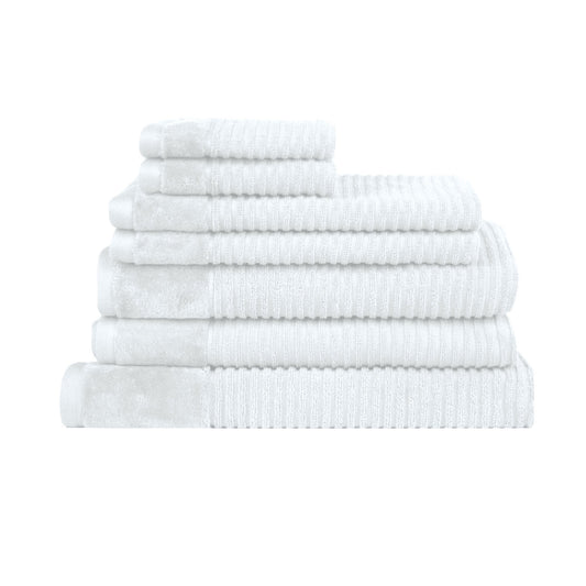 Royal Excellency 7 Piece Cotton Bath Towel Set - White - BM House & Garden